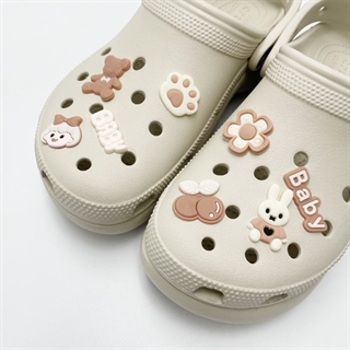 Skocharms til Crocs – baby og bamse i beige stil, 8 dele